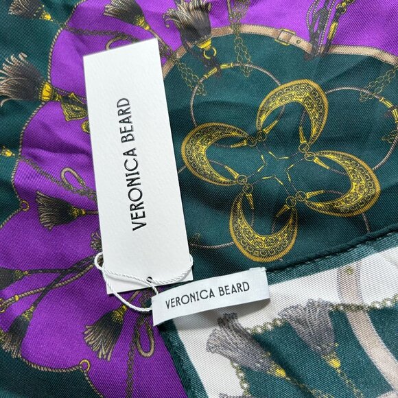NWT Veronica Beard Print Scarf Women's Green Purple Cream - Picture 3 of 6